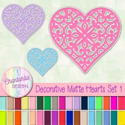 free decorative hearts in a matte style