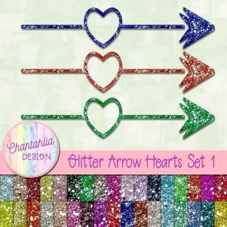 Free arrow hearts design elements in a glitter style.