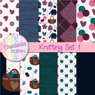 Free digital papers in a Knitting theme