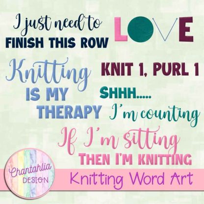 Free word art in a Knitting theme