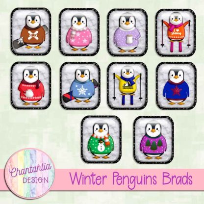 Free brads in a Winter Penguins theme