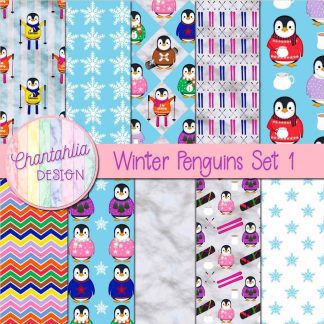 Free digital papers in a Winter Penguins theme.