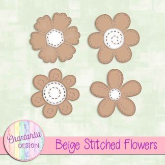 Free beige stitched flowers design elements
