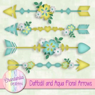 Free daffodil and aqua floral arrows