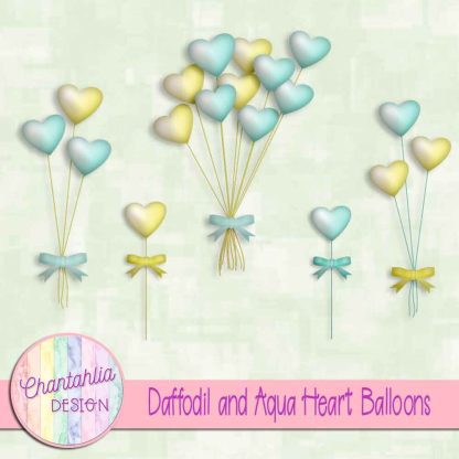 Free daffodil and aqua heart balloons