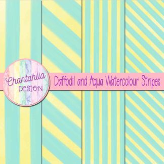 Free daffodil and aqua watercolour stripes digital papers