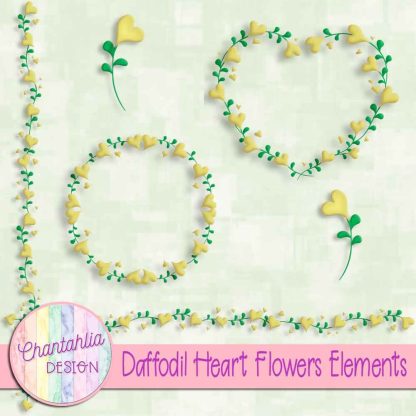 Free daffodil heart flowers design elements