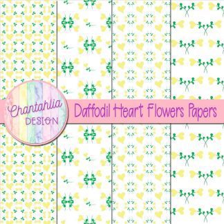 Free daffodil heart flowers digital papers