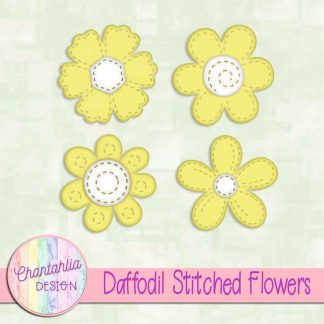 Free daffodil stitched flowers design elements