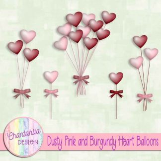 Free dusty pink and burgundy heart balloons
