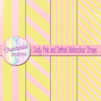 Free dusty pink and daffodil watercolour stripes digital papers