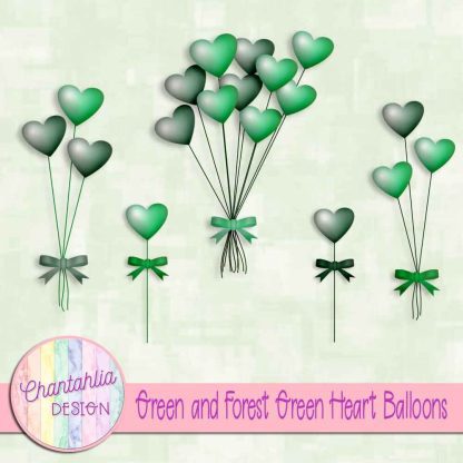 Free green and forest green heart balloons