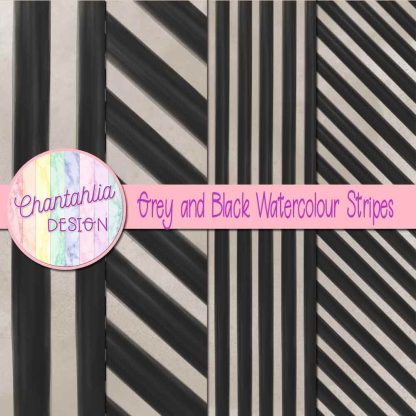 Free grey and black watercolour stripes digital papers