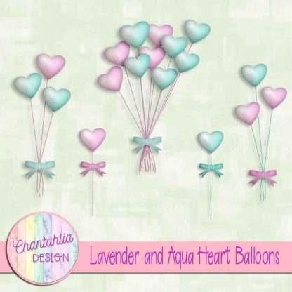 Free lavender and aqua heart balloons