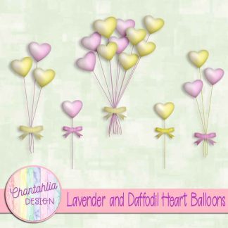 Free lavender and daffodil heart balloons