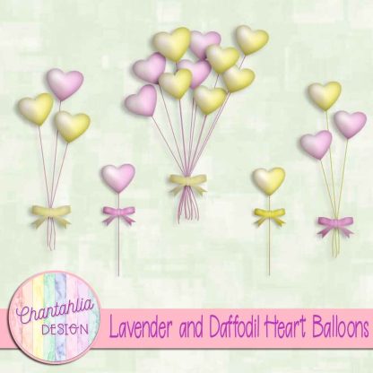 Free lavender and daffodil heart balloons