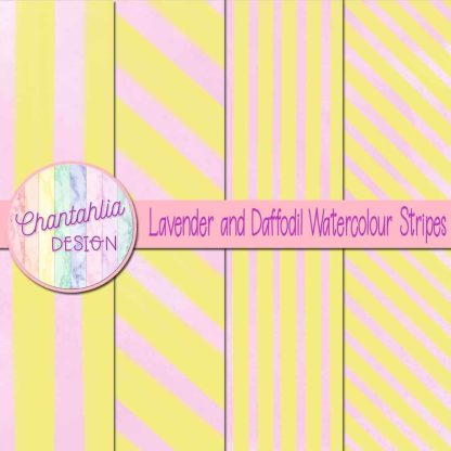 Free lavender and daffodil watercolour stripes digital papers