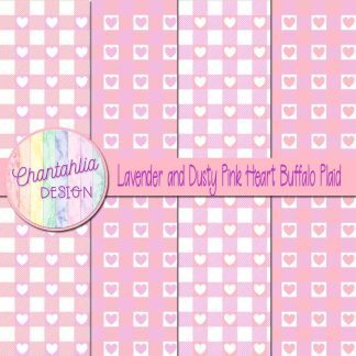 Free lavender and dusty pink heart buffalo plaid digital papers