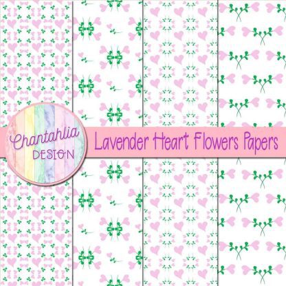 Free lavender heart flowers digital papers