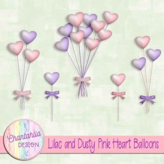 Free lilac and dusty pink heart balloons
