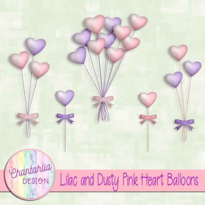 Free lilac and dusty pink heart balloons