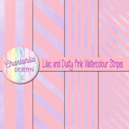 Free lilac and dusty pink watercolour stripes digital papers