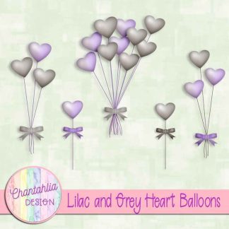 Free lilac and grey heart balloons