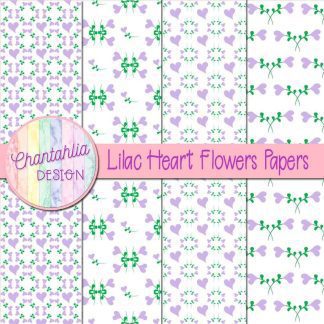 Free lilac heart flowers digital papers