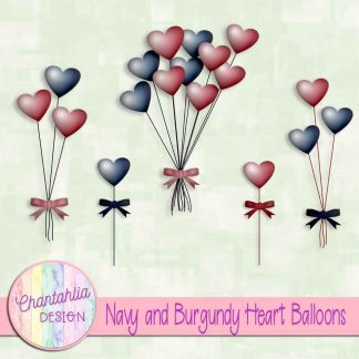 Free navy and burgundy heart balloons