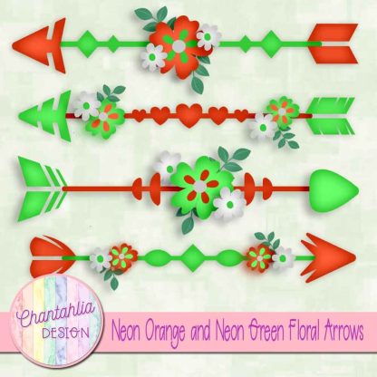 Free neon orange and neon green floral arrows