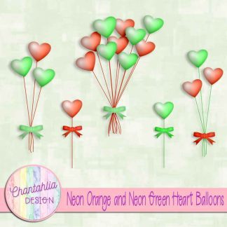 Free neon orange and neon green heart balloons