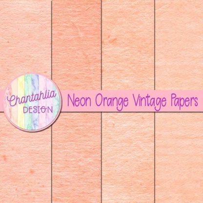 Free neon orange vintage digital papers