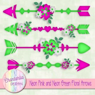 Free neon pink and neon green floral arrows