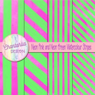 Free neon pink and neon green watercolour stripes digital papers