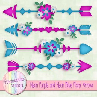 Free neon purple and neon blue floral arrows