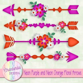 Free neon purple and neon orange floral arrows