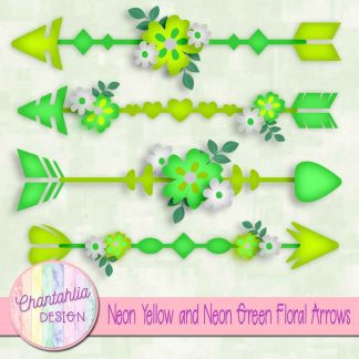 Free neon yellow and neon green floral arrows