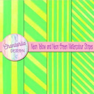 Free neon yellow and neon green watercolour stripes digital papers