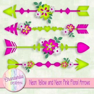 Free neon yellow and neon pink floral arrows