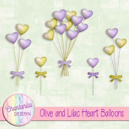 Free olive and lilac heart balloons