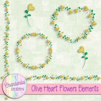 Free olive heart flowers design elements
