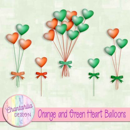 Free orange and green heart balloons