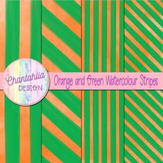 Free orange and green watercolour stripes digital papers