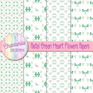 Free pastel green heart flowers digital papers