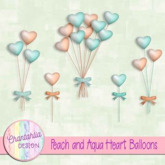 Free peach and aqua heart balloons