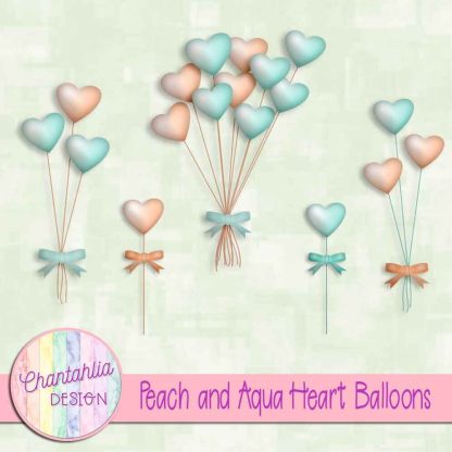 Free peach and aqua heart balloons