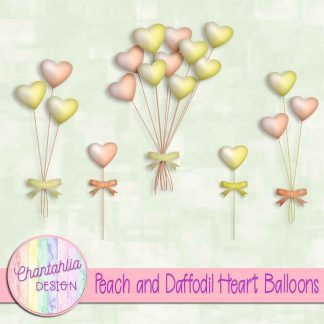 Free peach and daffodil heart balloons
