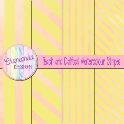 Free peach and daffodil watercolour stripes digital papers