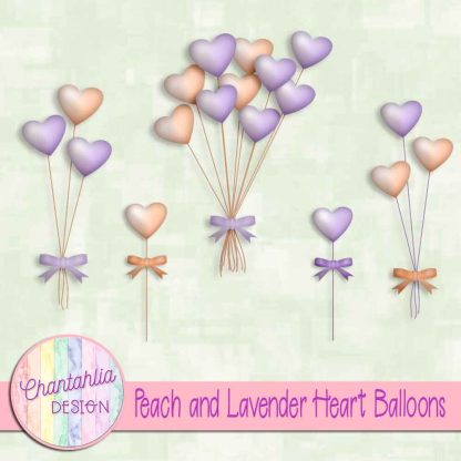 Free peach and lavender heart balloons
