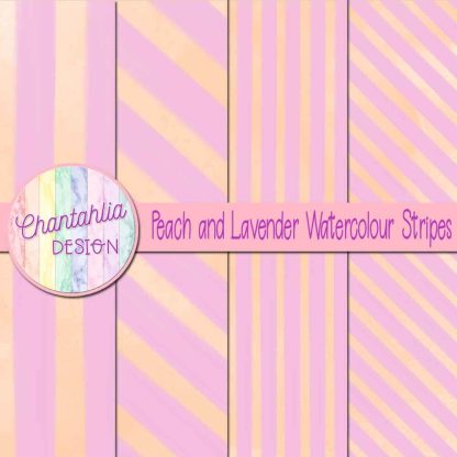 Free peach and lavender watercolour stripes digital papers